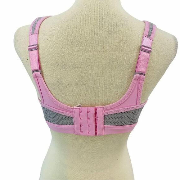 Glamorise Underwire High Impact Sports Bra 9066 Pink Grey 34DD - Picture 7 of 8